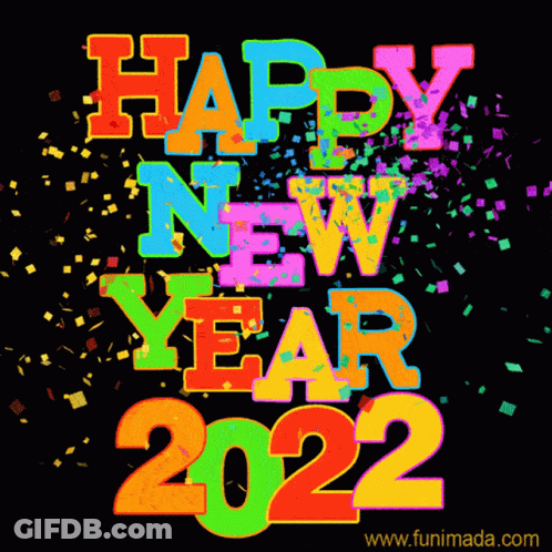 A Colorful Happy New Year Greeting Card With The Website Www.funimada.com At The Bottom GIF