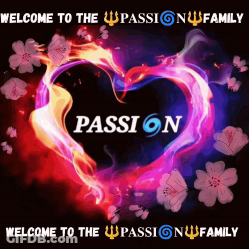 A Colorful Heart With The Word Passion In The Center GIF