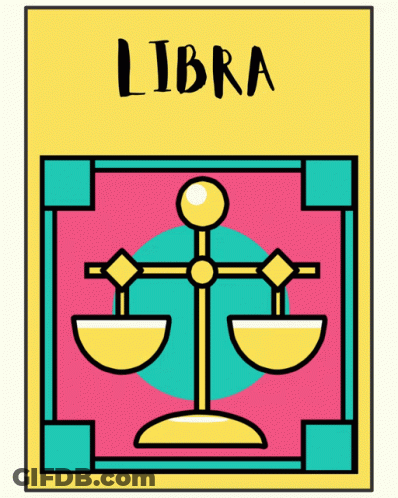 A Colorful Illustration Of A Libra Sign GIF