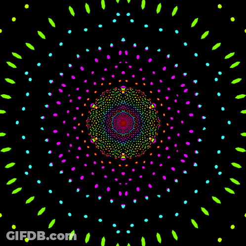 A Colorful Kaleidoscope With A Black Background GIF