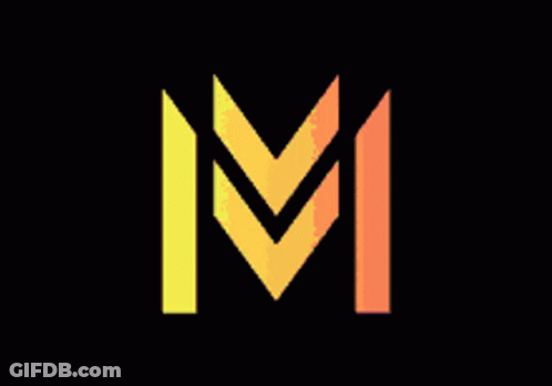 A Colorful Letter M Is On A Black Background . GIF