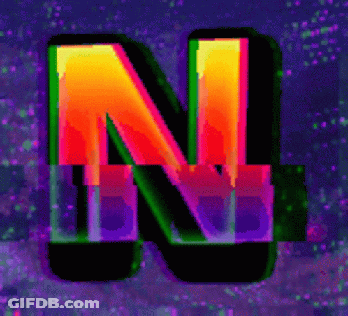 A Colorful Letter N Is Against A Purple And Green Background GIF