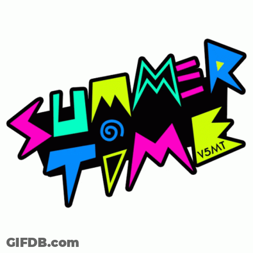 A Colorful Logo For Summer Time V5mt On A White Background GIF
