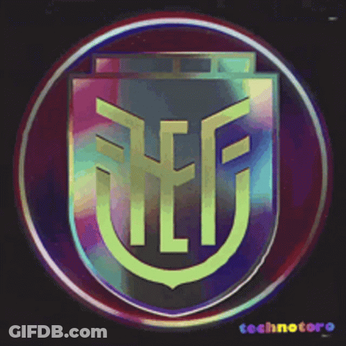 A Colorful Logo For Technotoro With A Shield In The Center GIF