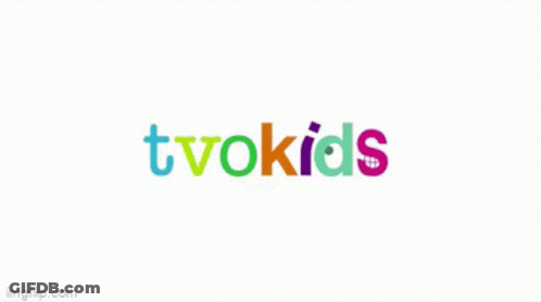 A Colorful Logo For Tvokids With A Hand On It GIF