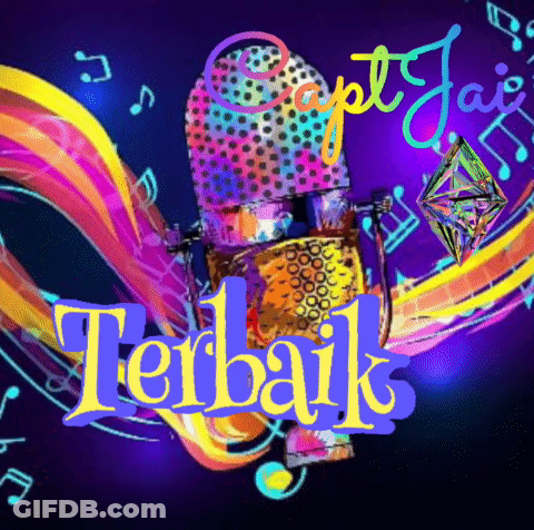 A Colorful Microphone With The Word Terbaik Written In Yellow GIF