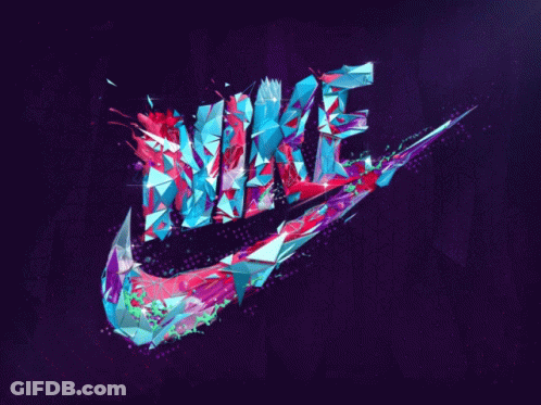 A Colorful Nike Logo With A Lightning Bolt On A Purple Background GIF