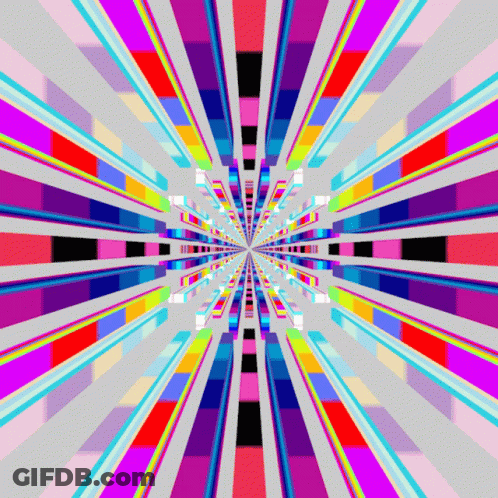 A Colorful Optical Illusion That Appears To Be Going Through A Tunnel GIF