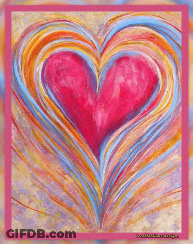 A Colorful Painting Of A Heart With A Pink Border By Collections Design GIF