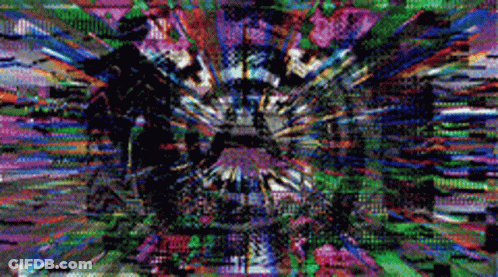 A Colorful Painting With A Clock In The Middle GIF