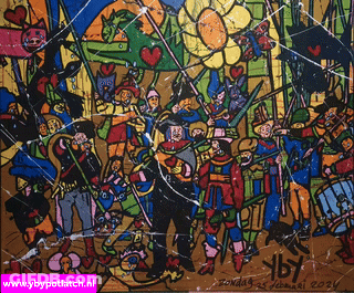 A Colorful Painting With The Website Www.ybypotlatch.nl Underneath GIF