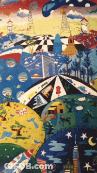 A Colorful Painting With The Word Veo On The Bottom Left GIF