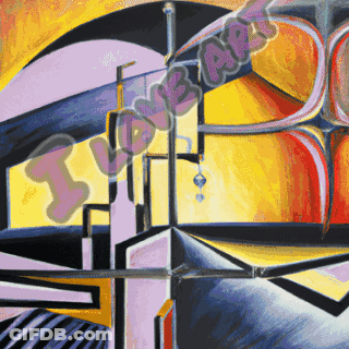 A Colorful Painting With The Words " I Love Art " On The Bottom GIF