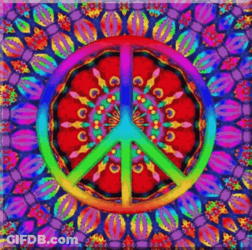 A Colorful Peace Sign On A Colorful Background GIF