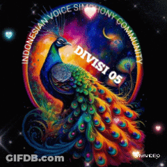 A Colorful Peacock With The Words Indonesian Voice Symphony Community On It GIF