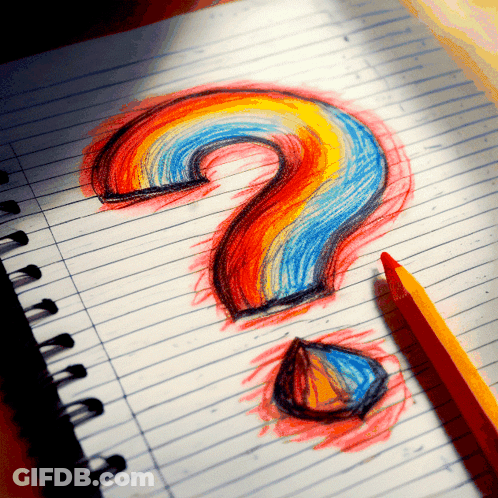 A Colorful Question Mark Is Drawn On A Piece Of Paper GIF