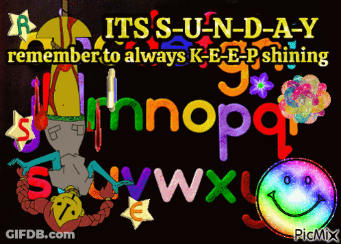 A Colorful Sign That Says It 'S U-N-D-A-Y GIF