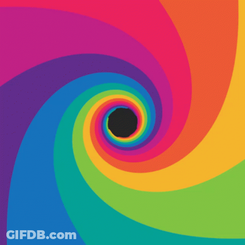 A Colorful Spiral With A Black Hole In The Middle GIF