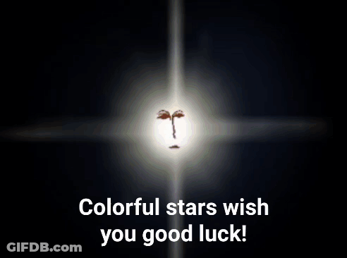 A Colorful Stars Wish You Good Luck Poster With A Star In The Middle GIF