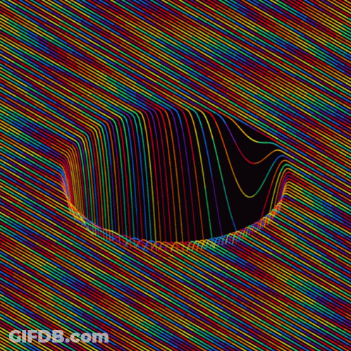 A Colorful Striped Background With A Hole In The Middle Of It GIF