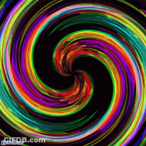 A Colorful Swirl On A Black Background With A Dailypsyart Logo GIF