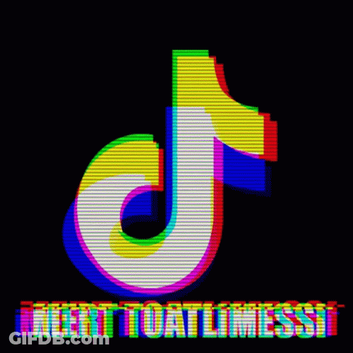 A Colorful Tiktok Logo On A Black Background With The Words Meet Toat Limessi Below It GIF