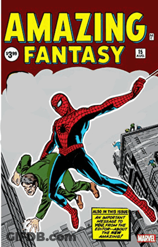 A Comic Book Called Amazing Fantasy Has Spider-Man On The Cover GIF
