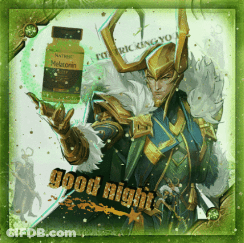 A Comic Book Character Holding A Bottle Of Melatonin GIF