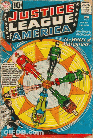 A Comic Book Cover For Justice League America GIF