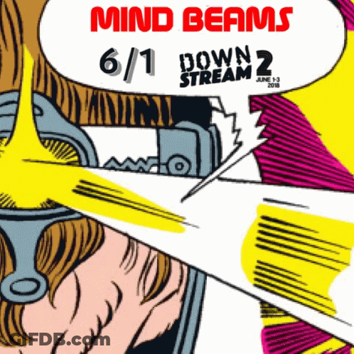 A Comic Book Cover That Says Mind Beams 6/1 Down Stream 2 On It GIF