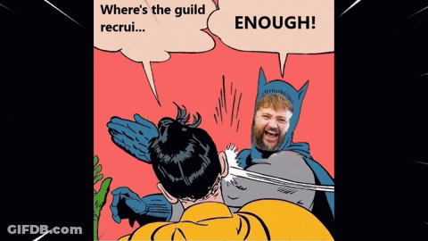 A Comic Book Drawing Of Batman And Robin Talking About Where The Guild Recruits GIF