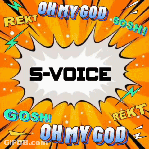 A Comic Book Explosion With The Word S-Voice In The Middle GIF