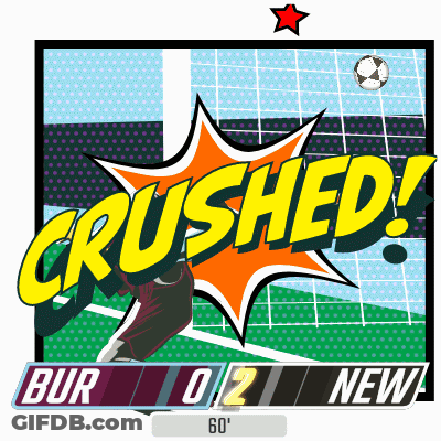 A Comic Book Illustration Of A Soccer Game That Says Crushed GIF