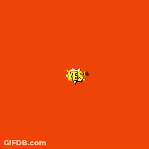 A Comic Speech Bubble That Says Yes On A Red Background GIF
