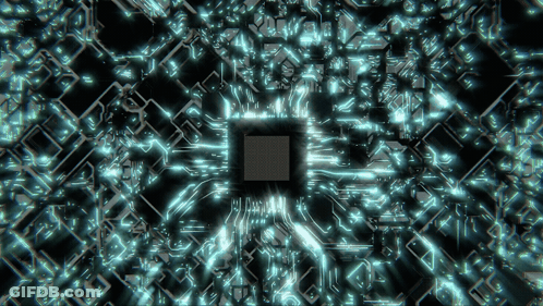A Computer Circuit Board With A Square In The Center GIF