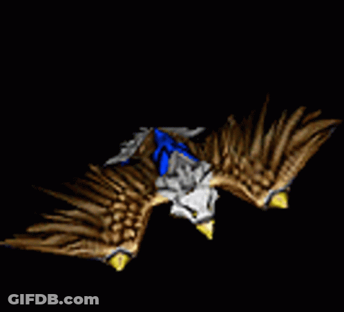 A Computer Generated Image Of A Bird With Blue And White Feathers On Its Wings GIF