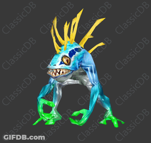 A Computer Generated Image Of A Blue And Yellow Monster With Classicdb Written In The Background GIF