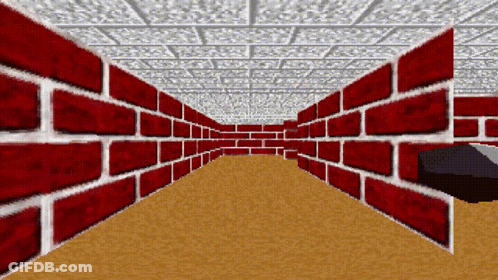 A Computer Generated Image Of A Brick Walled Hallway GIF