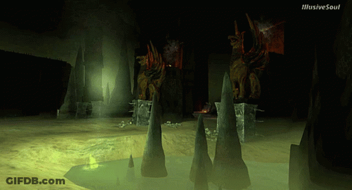 A Computer Generated Image Of A Cave With Illusive Soul Written On The Bottom Left GIF