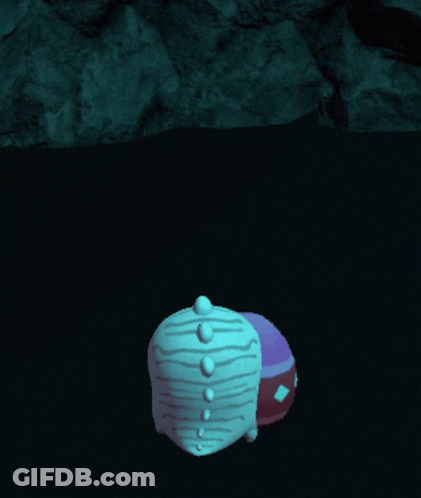 A Computer Generated Image Of A Cave With Purple And Blue Petals GIF