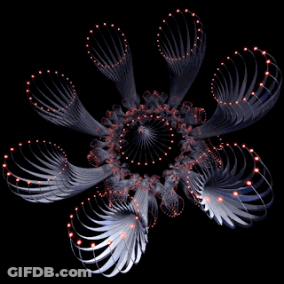 A Computer Generated Image Of A Flower With Red Circles Around It GIF