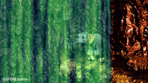 A Computer Generated Image Of A Forest With Trees And A Tree Trunk GIF