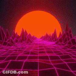 A Computer Generated Image Of A Futuristic Landscape With A Red Sun And Mountains In The Background . GIF