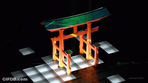 A Computer Generated Image Of A Gate With A Green Light Coming Out Of It GIF