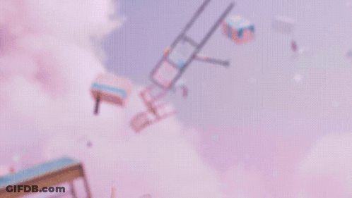 A Computer Generated Image Of A Girl Standing On A Rock Surrounded By Flowers GIF