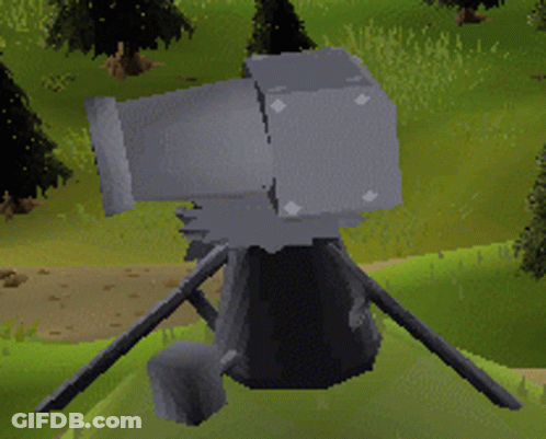 A Computer Generated Image Of A Gray Object In A Field With Trees In The Background GIF