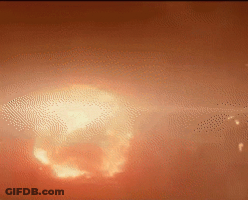A Computer Generated Image Of A Huge Explosion GIF