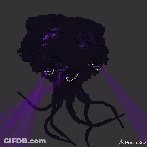 A Computer Generated Image Of A Jellyfish With Purple Rays Coming Out Of It GIF