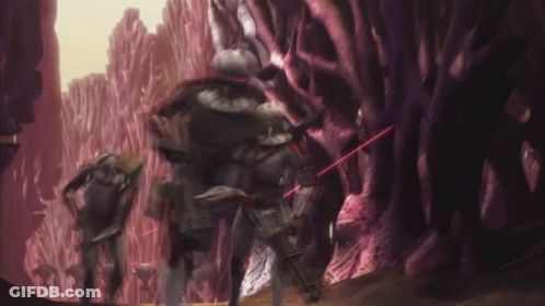 A Computer Generated Image Of A Landscape With Purple And Pink Plants GIF