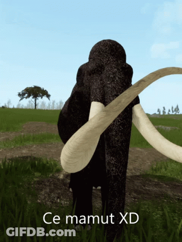 A Computer Generated Image Of A Mammoth With The Words Ce Mamut Xd Above It GIF